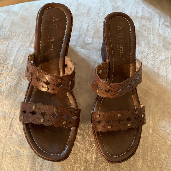 A Giannetti brown leather wedges - Picture 5 of 5